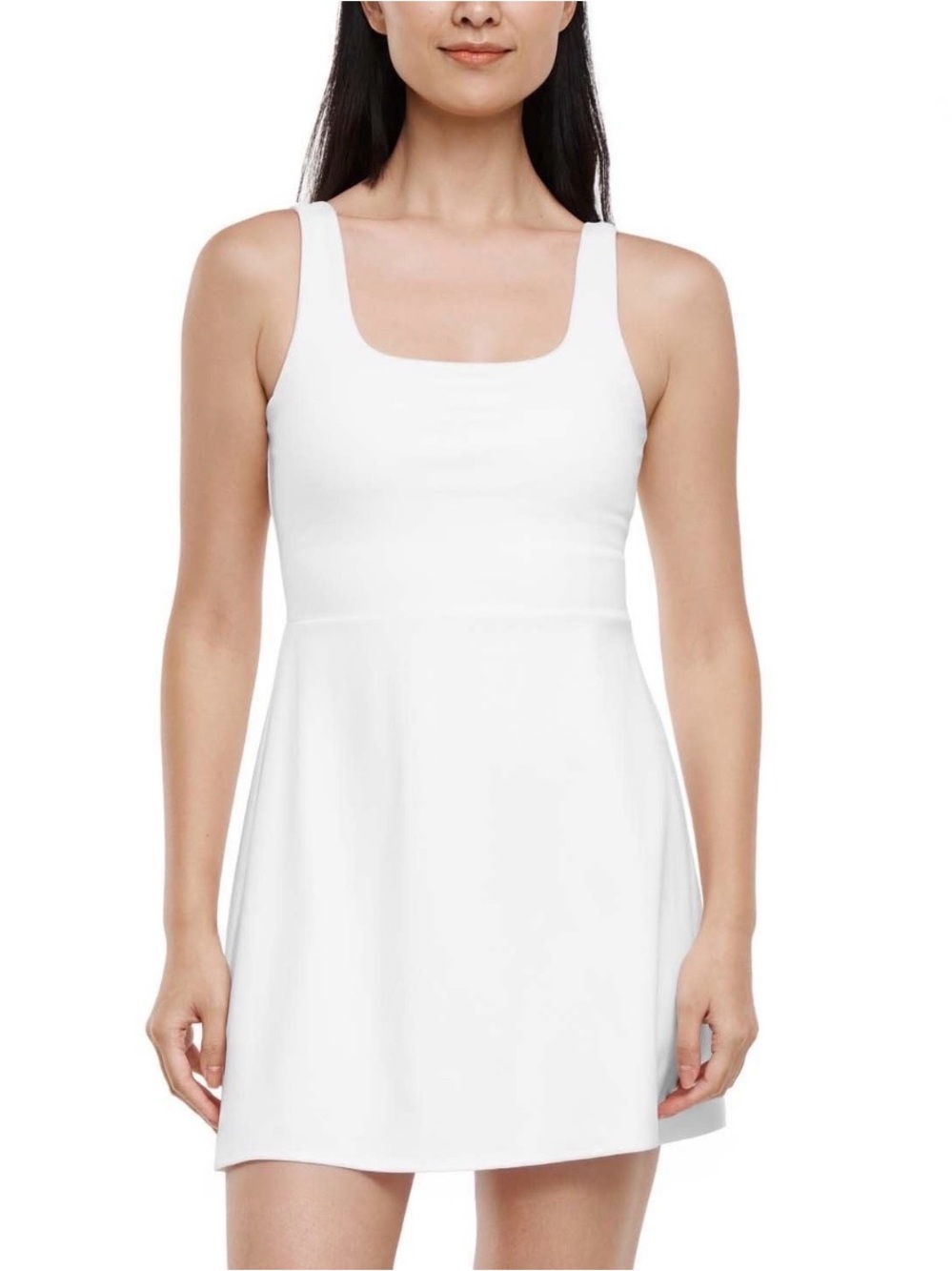 GapFit Active Tank Dress: White, Size Large - Built-in Bra & Bike Shorts - Picture 3 of 11